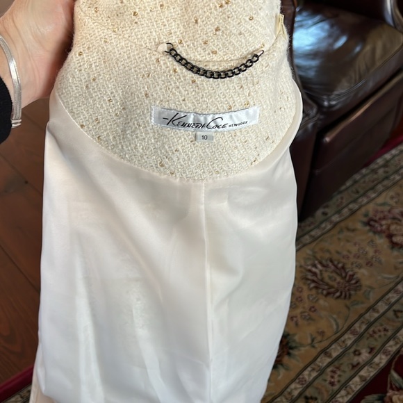 Kenneth Cole New York Double Breasted Wool Peacoat cream with gold speckles - Picture 8 of 8